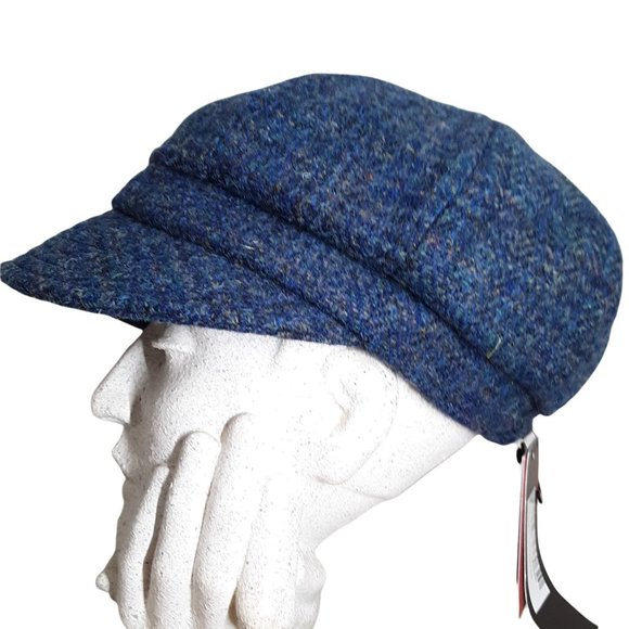 Genuine Harris Tweed® Cap ZH051 Women's Baker Boy Cap PEACOCK BLUE - OSFM - Picture 3 of 9